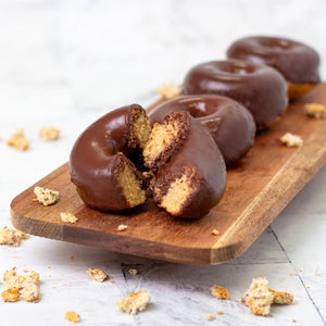 
                  
                    Load image into Gallery viewer, Keto Dark Chocolate Glazed Donuts (4 pieces)
                  
                