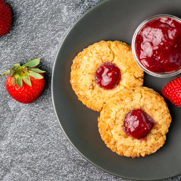 
                  
                    Load image into Gallery viewer, Keto Strawberry Thumbprint with Homemade Strawberry Jam
                  
                